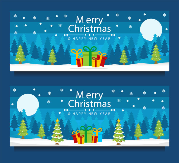 圣诞快乐，新年快乐横幅模板图片下载