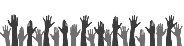 提高了的手。举起手的剪影。画的手。矢量图图片下载