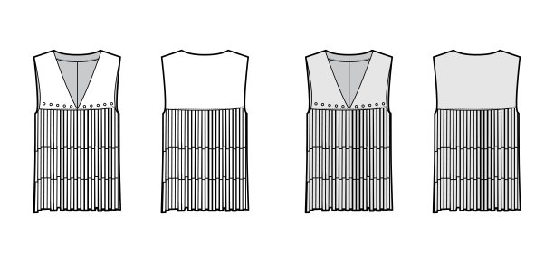 嬉皮背心马甲技术时尚插图与流苏，无袖，v领，铆钉，超大的身体。平图片下载
