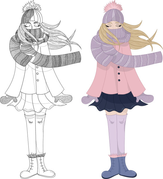 卡通金发女郎浅发女郎套装图片下载