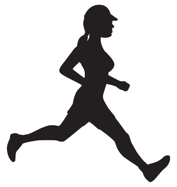 女性慢跑者的剪影图片下载
