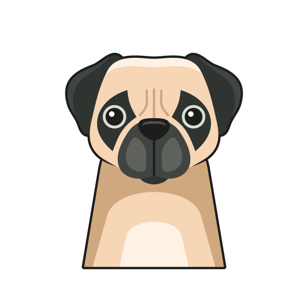 可爱的狗脸图标。卡通风格的白色背景矢量图片下载