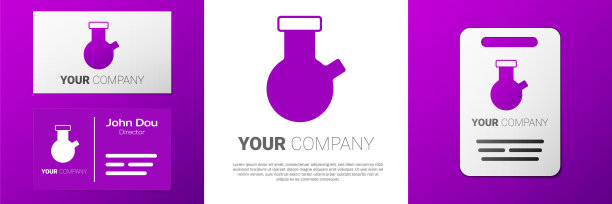 试管和烧瓶化学实验室测试图标隔离在白色背景上。实验室玻璃器皿。标志设计模板元素。向量图片下载