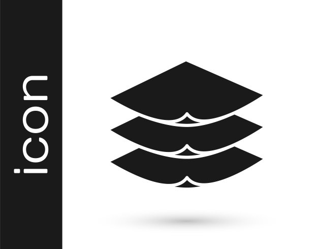 黑色层服装纺织图标孤立在白色背景。面料特征元素。向量图片下载