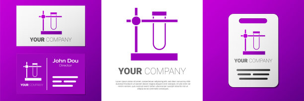 标志型玻璃试管烧瓶上的图标隔离在白色背景上。实验室设备。Logo设计模板元素。向量图片下载