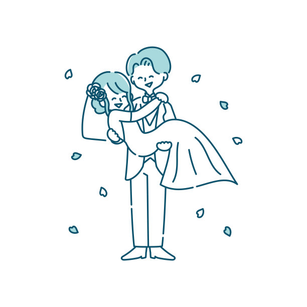 婚礼新娘和新郎插图图片下载