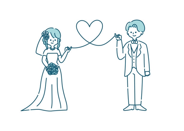 婚礼新娘和新郎插图图片下载