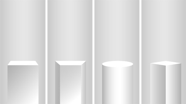 逼真的讲台，基座，看台，圆形奖励舞台的3D显示。背景采用床蓝和带有流体几何形状的蓝色。矢量图形。图片下载