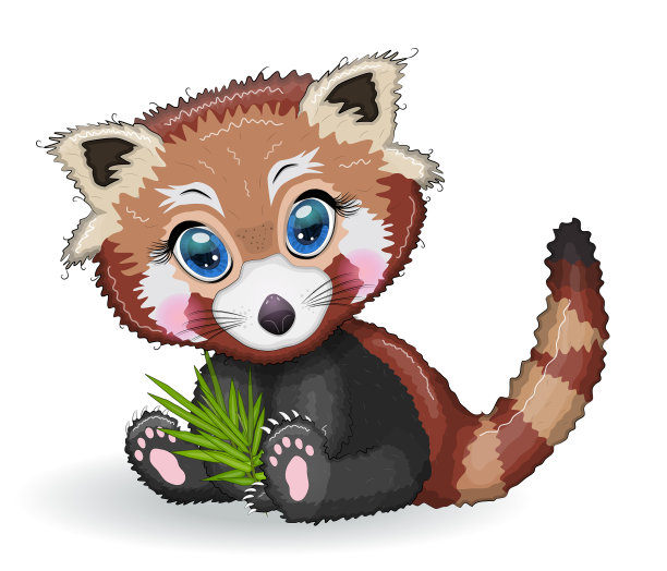 可爱的小熊猫和竹叶图片下载