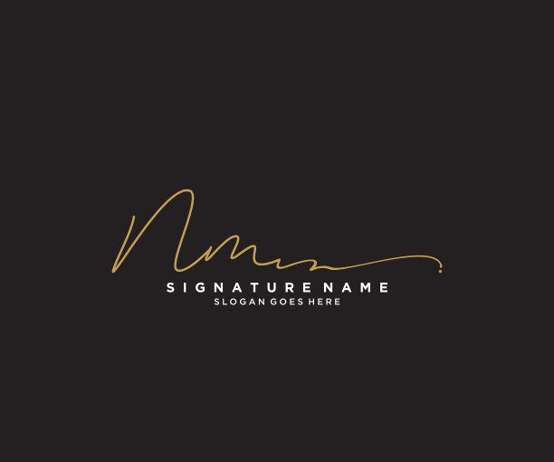 字母nm签名标志模板图片下载
