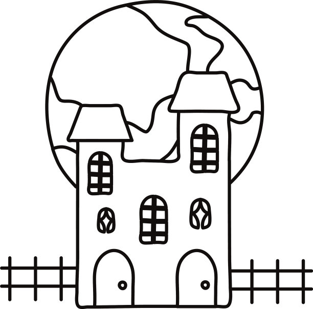 万圣节黑暗城堡线条风格的图标图片下载