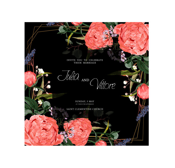 花式婚礼请帖模板设计图片下载