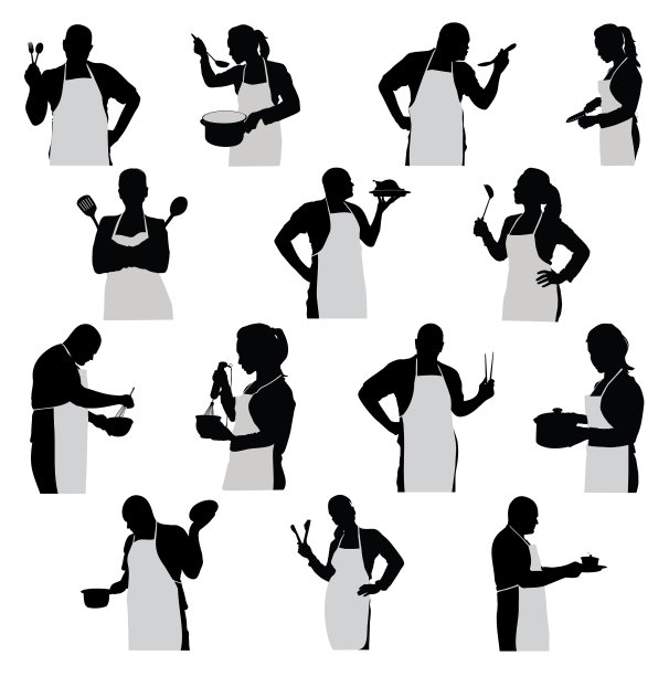 剪影厨师男人和女人图片下载