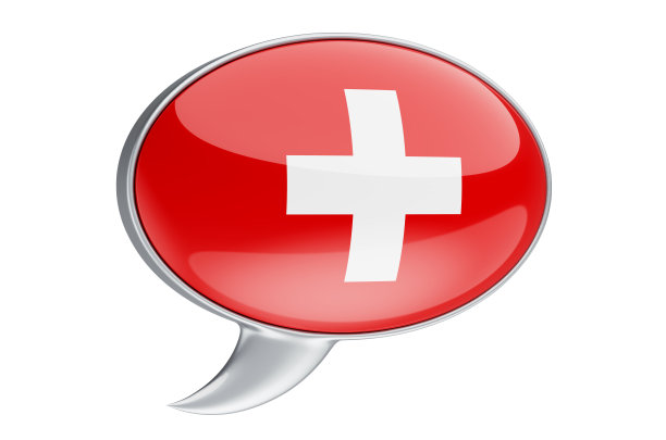 瑞士国旗演讲气球，3D渲染孤立在白色背景图片下载