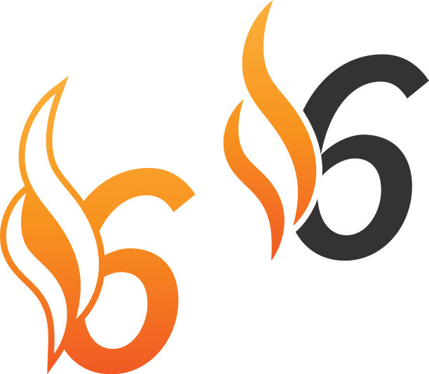 数字6和火波标志图标概念设计图片下载