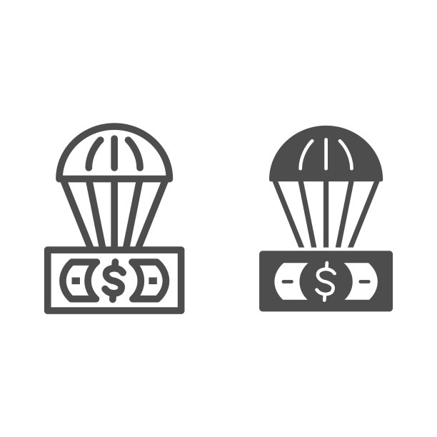 美元和气球线和固体图标图片下载