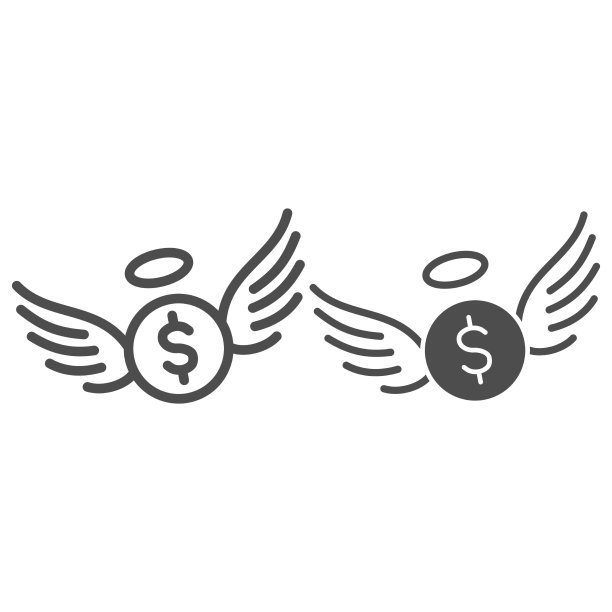 飞行的美元硬币线和坚实的图标金融图片下载