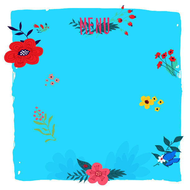 蓝色花卉背景为文本植物群上图片下载