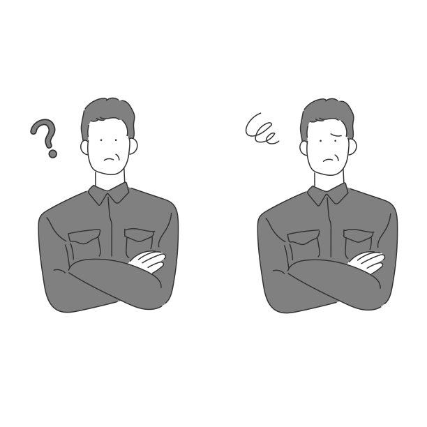 插图一组男人在工作服思考图片下载