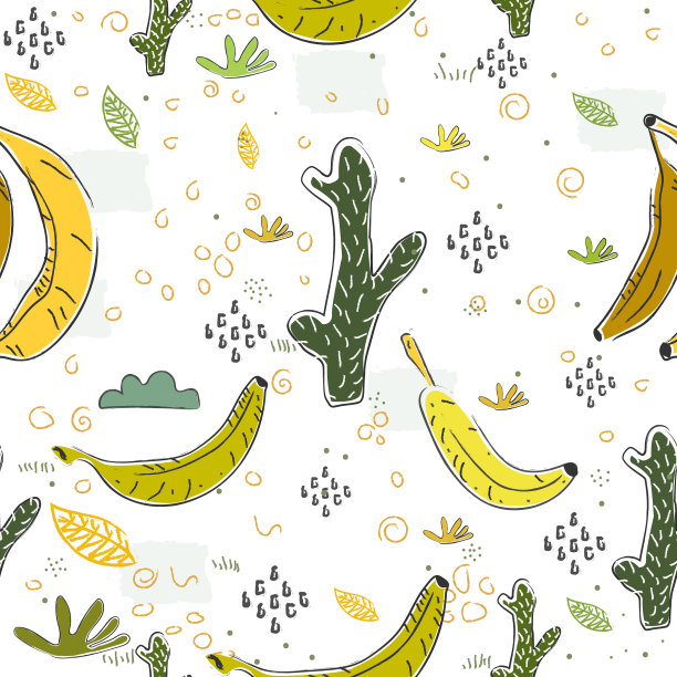 无缝模式与手绘仙人掌和图片下载