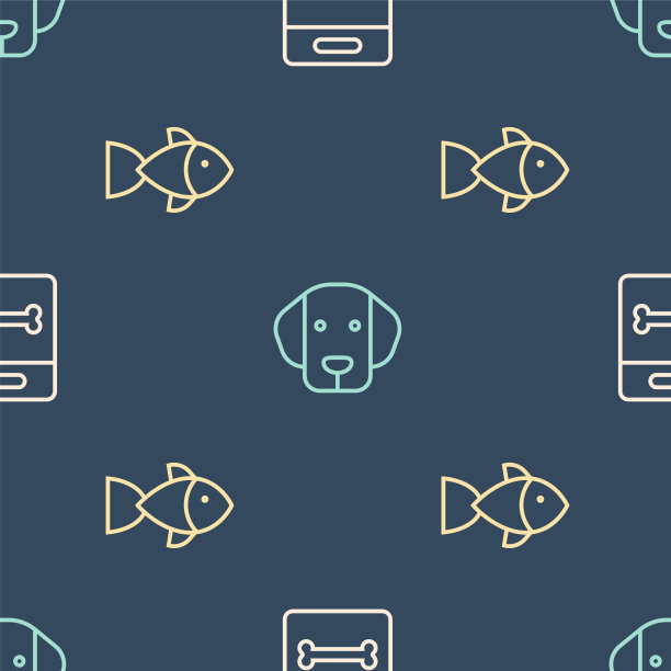 设线狗骨鱼和上无缝图案图片下载