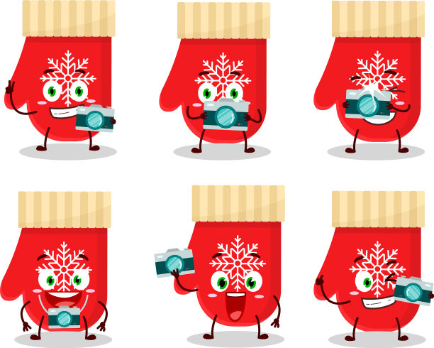 摄影师职业表情与红色手套图片下载