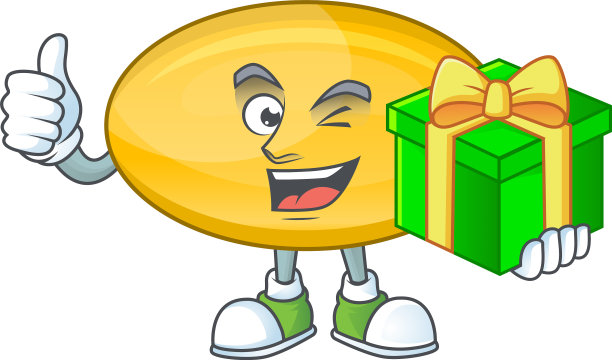 笑脸油胶囊人物拿着礼品盒图片下载