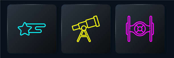 设置直线陨星宇宙飞船和望远镜图片下载