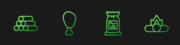 设烤肉线，煤袋，原木，鸡图片下载