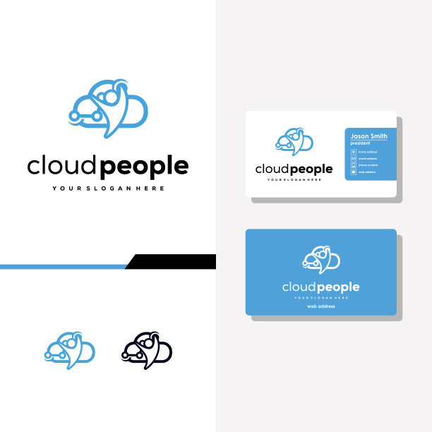 人云科技logo设计及名片图片下载