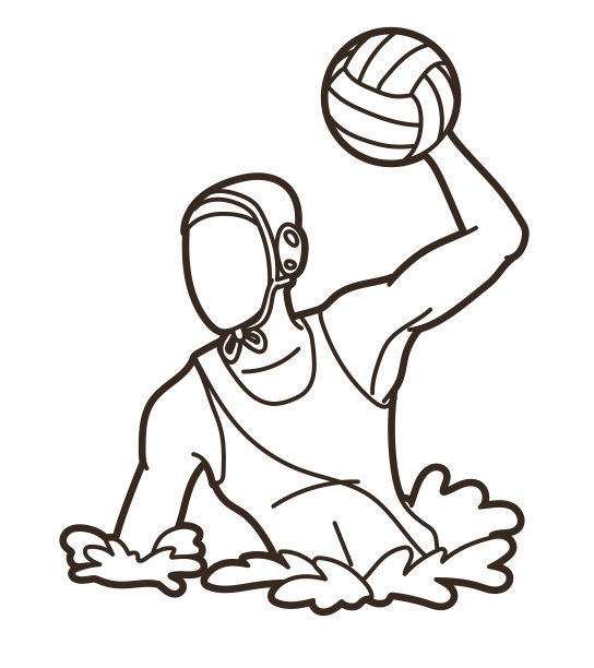 水球运动员动作卡通图形图片下载