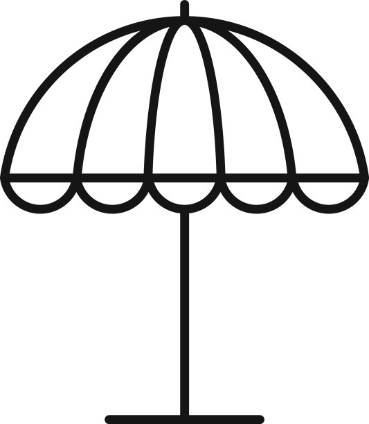 海滩伞图标轮廓风格图片下载