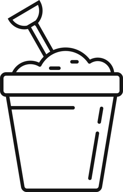 海滩沙桶图标轮廓风格图片下载