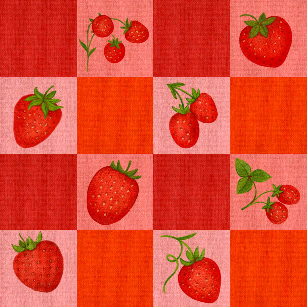 蜡笔覆盆子和草莓叶无缝图案。手绘艺术浆果可重复的背景与蜡笔。可爱的彩色时尚的背景插图，纺织品，挂毯。图片下载