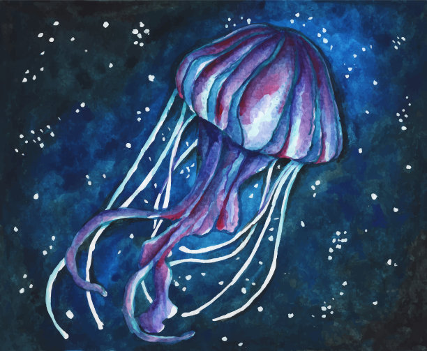 水下有灯的水母图片下载