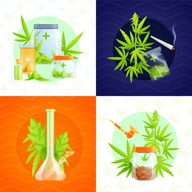 医用大麻概念图标集图片下载
