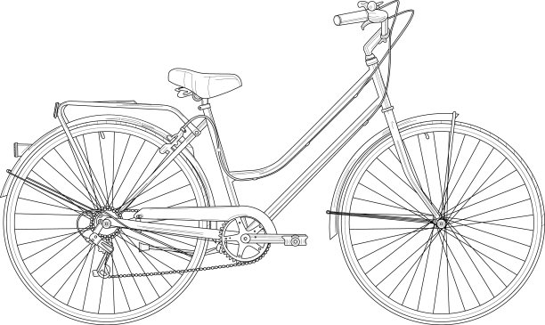 复古复古自行车现实素描模板图片下载