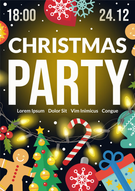圣诞晚会传单海报邀请假日图片下载