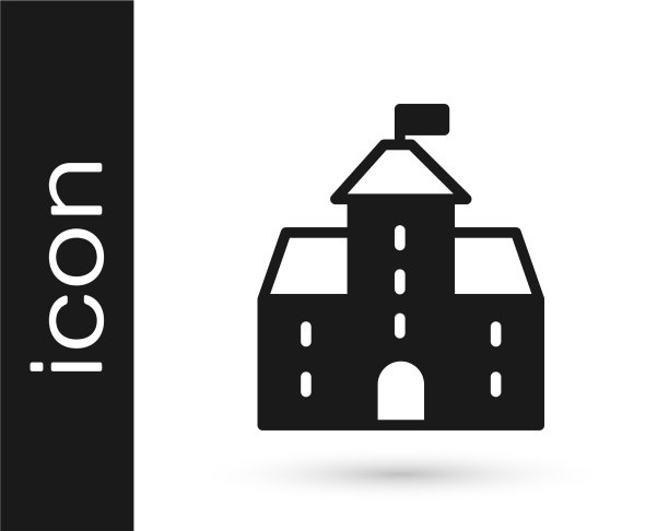 黑色城堡图标孤立在白色背景图片下载