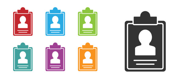 简历图标隔离在白色上的黑色剪贴板图片下载