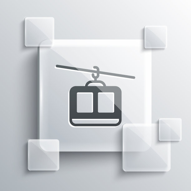 灰色缆车图标孤立在灰色背景图片下载