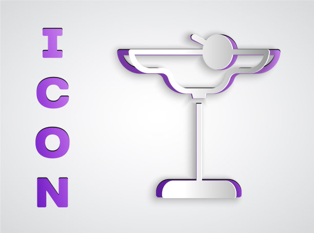 剪纸玛格丽塔鸡尾酒杯与石灰图标图片下载