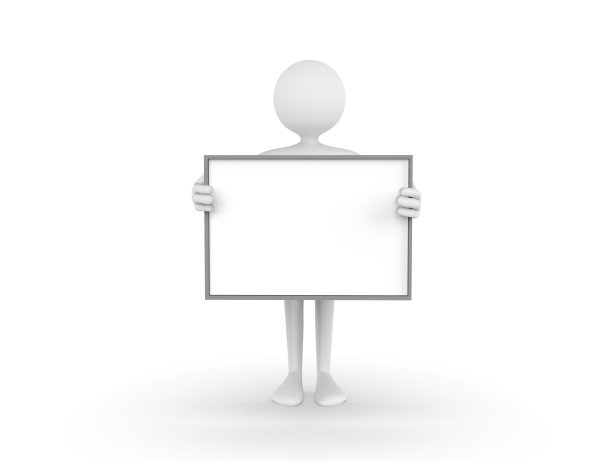 3D插图的卡通人拿着一个空白的白板图片下载