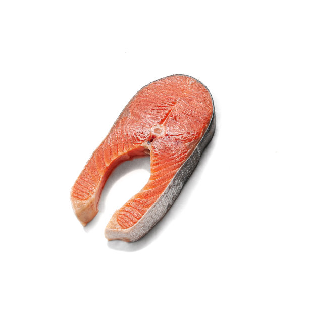 鲑鱼牛排。在白色的背景上。孤立。特写镜头。图片下载