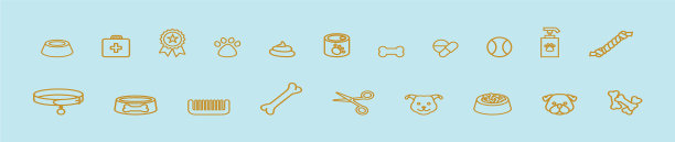 设置狗美容卡通图标设计模板图片下载