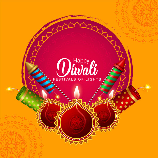 快乐排灯节庆祝背景俯视图图片下载