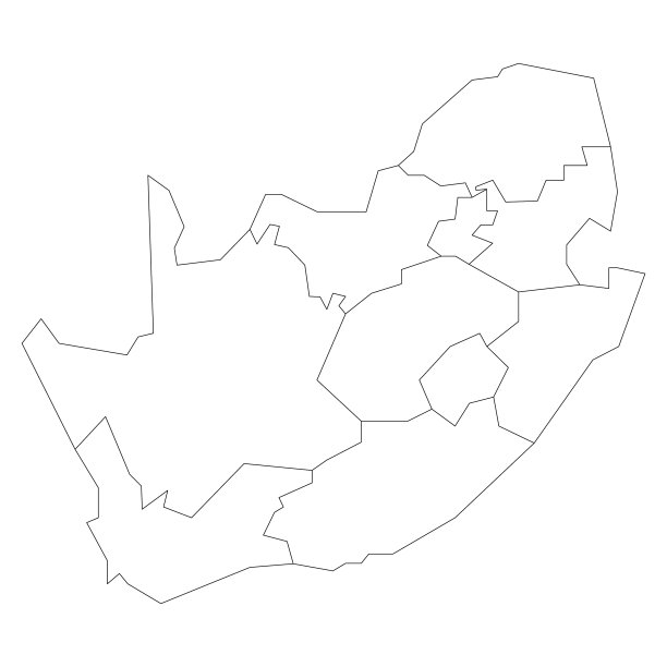 南非空白地图省份图片下载