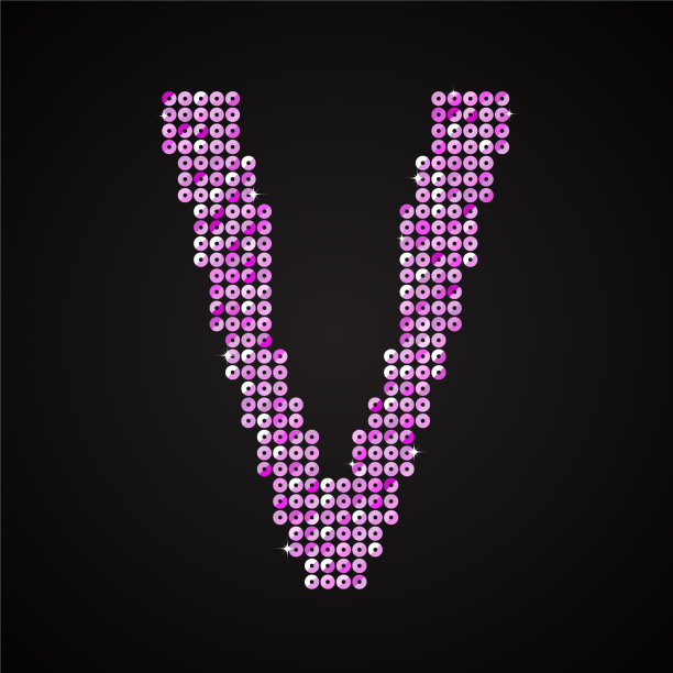 紫色的粉红色亮片点字母- v图片下载