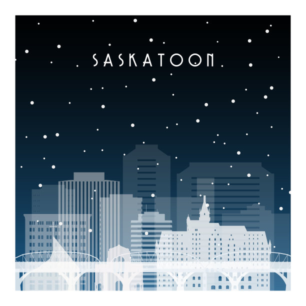 萨斯卡通夜城的冬夜图片下载