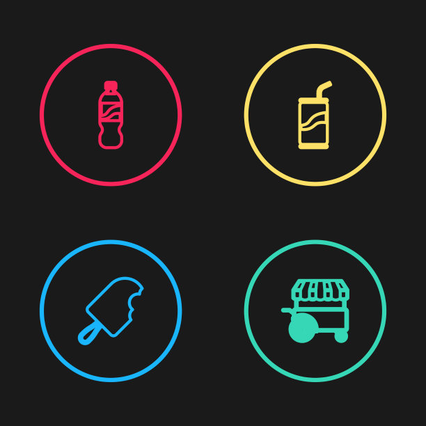 设置线冰淇淋，快餐，街头食品车苏打水图片下载